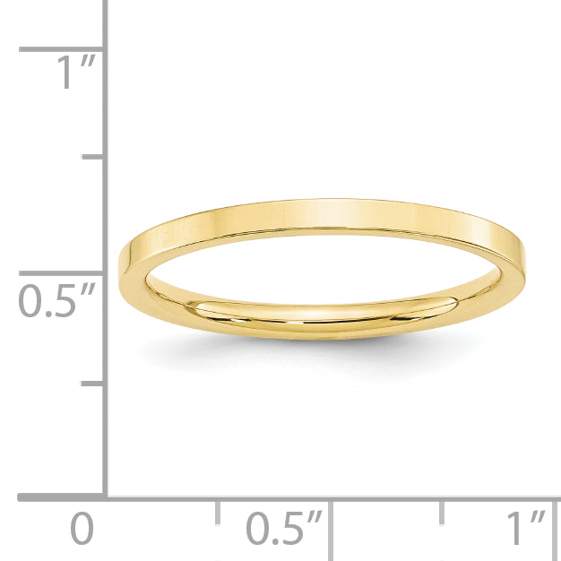 10k Yellow Gold 2mm Standard Weight Flat Comfort Fit Wedding Band Size 4
