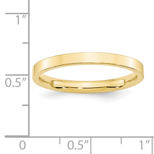 10k Yellow Gold 2.5mm Standard Weight Flat Comfort Fit Wedding Band Size 4