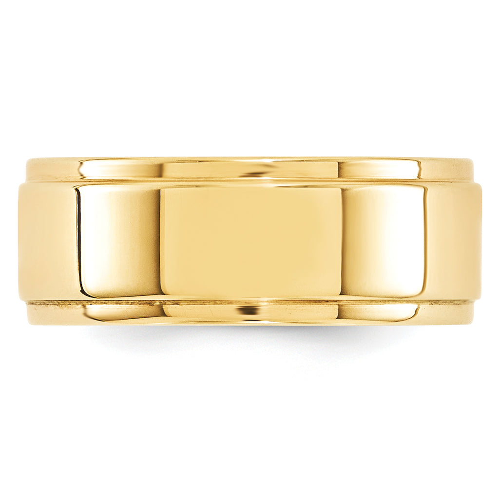 10k Yellow Gold 8mm Flat with Step Edge Wedding Band Size 4