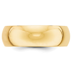 10k Yellow Gold 7mm Half Round Wedding Band Size 4