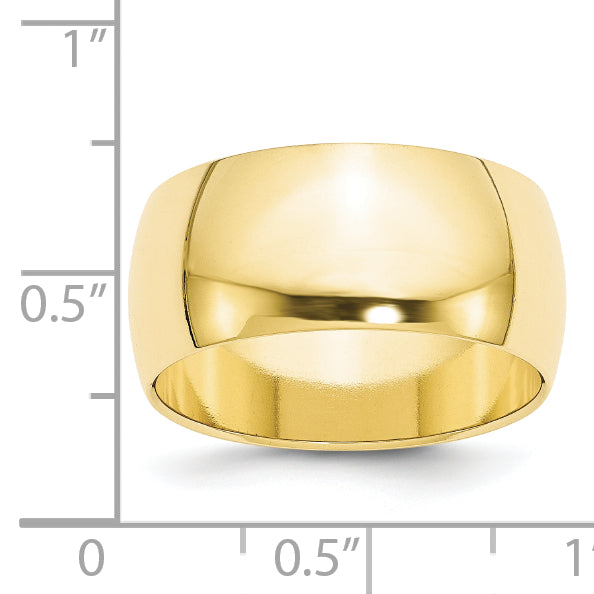 10k Yellow Gold 10mm Half Round Wedding Band Size 4