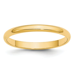 10k Yellow Gold 2.5mm Lightweight Half Round Wedding Band Size 14