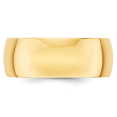 10k Yellow Gold 8mm Lightweight Half Round Wedding Band Size 4 - 4