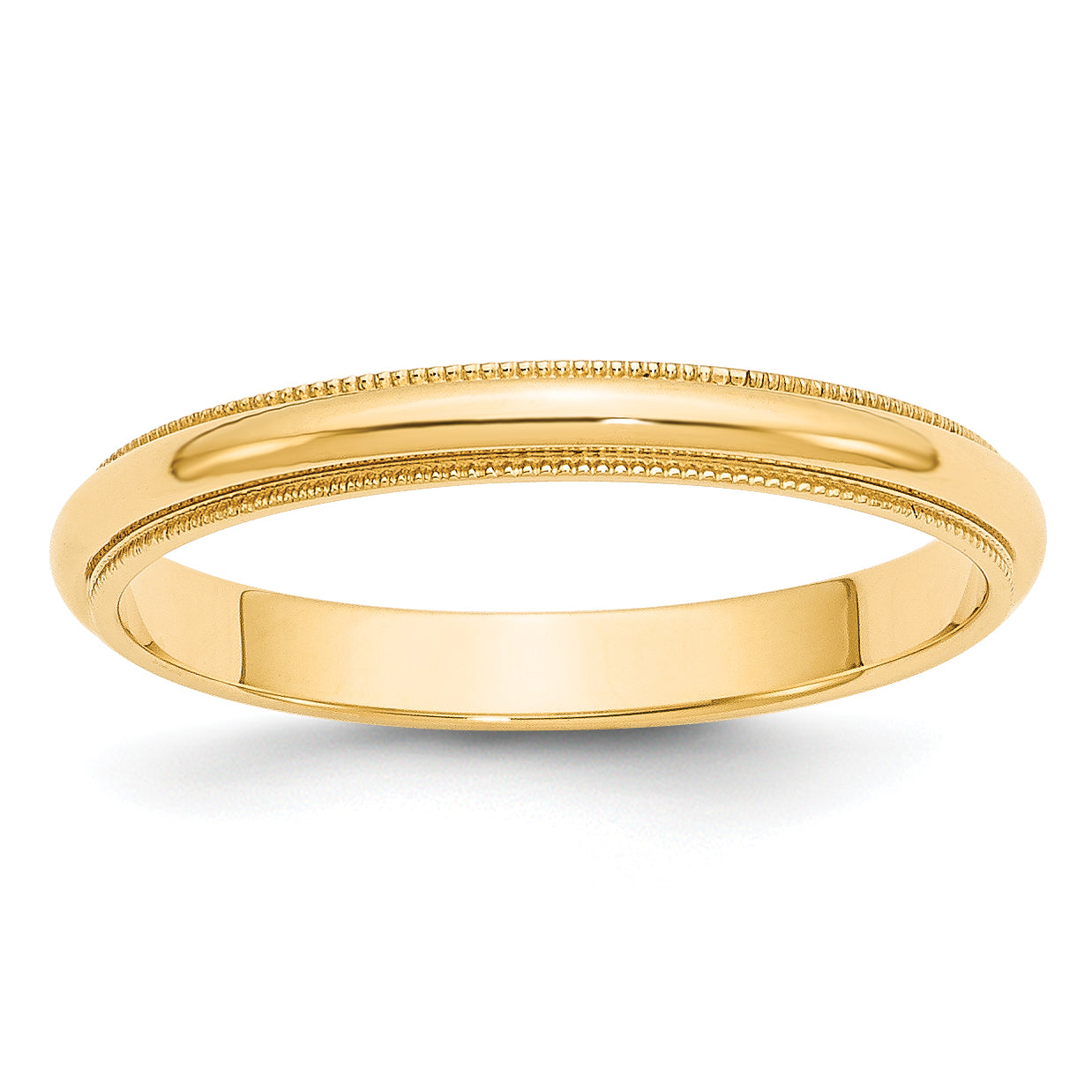 10k Yellow Gold 3mm Milgrain Half Round Wedding Band Size 14