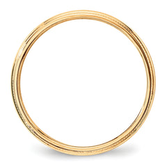 10k Yellow Gold 3mm Lightweight Milgrain Half Round Wedding Band Size 4