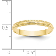 10k Yellow Gold 3mm Lightweight Milgrain Half Round Wedding Band Size 4