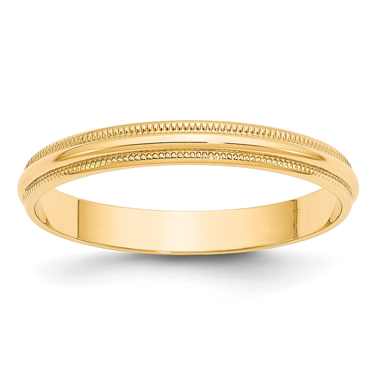 10k Yellow Gold 3mm Lightweight Milgrain Half Round Wedding Band Size 14