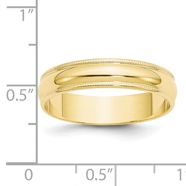 Milgrain Half-Round Wedding Band in 10K Yellow Gold, 5mm