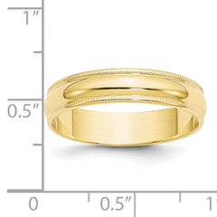 10k Yellow Gold 5mm Lightweight Milgrain Half Round Wedding Band Size 4