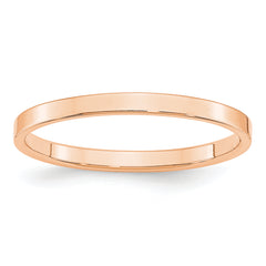 10k Rose Gold 2mm Lightweight Flat Wedding Band Size 14