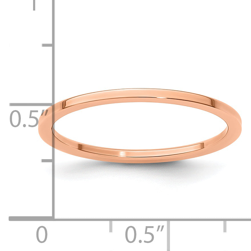 10K Rose Gold 1.2mm Flat Polished Stackable Band Size 4.5