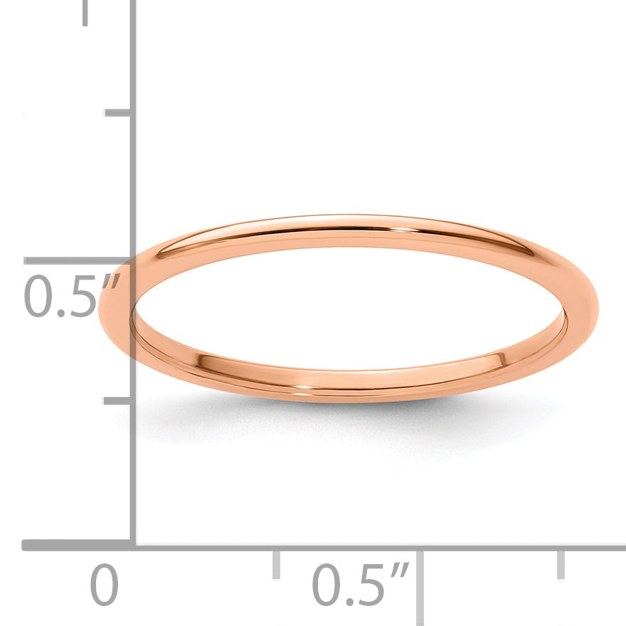 10K Rose Gold 1.2mm Half Round Polished Stackable Band Size 4.5