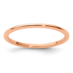 10K Rose Gold 1.2mm Half Round Polished Stackable Band Size 10