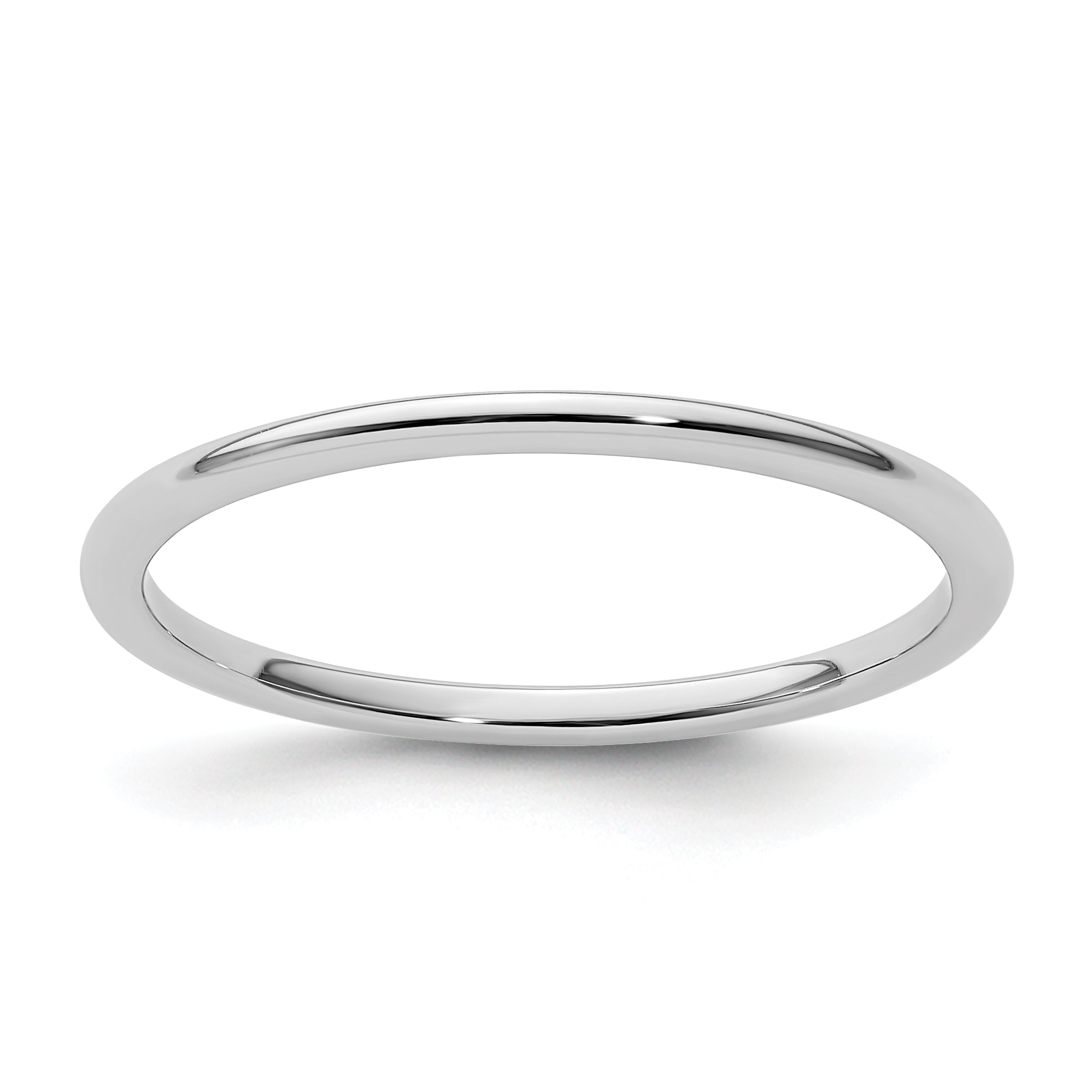 10K White Gold 1.2mm Half Round Polished Stackable Band Size 10