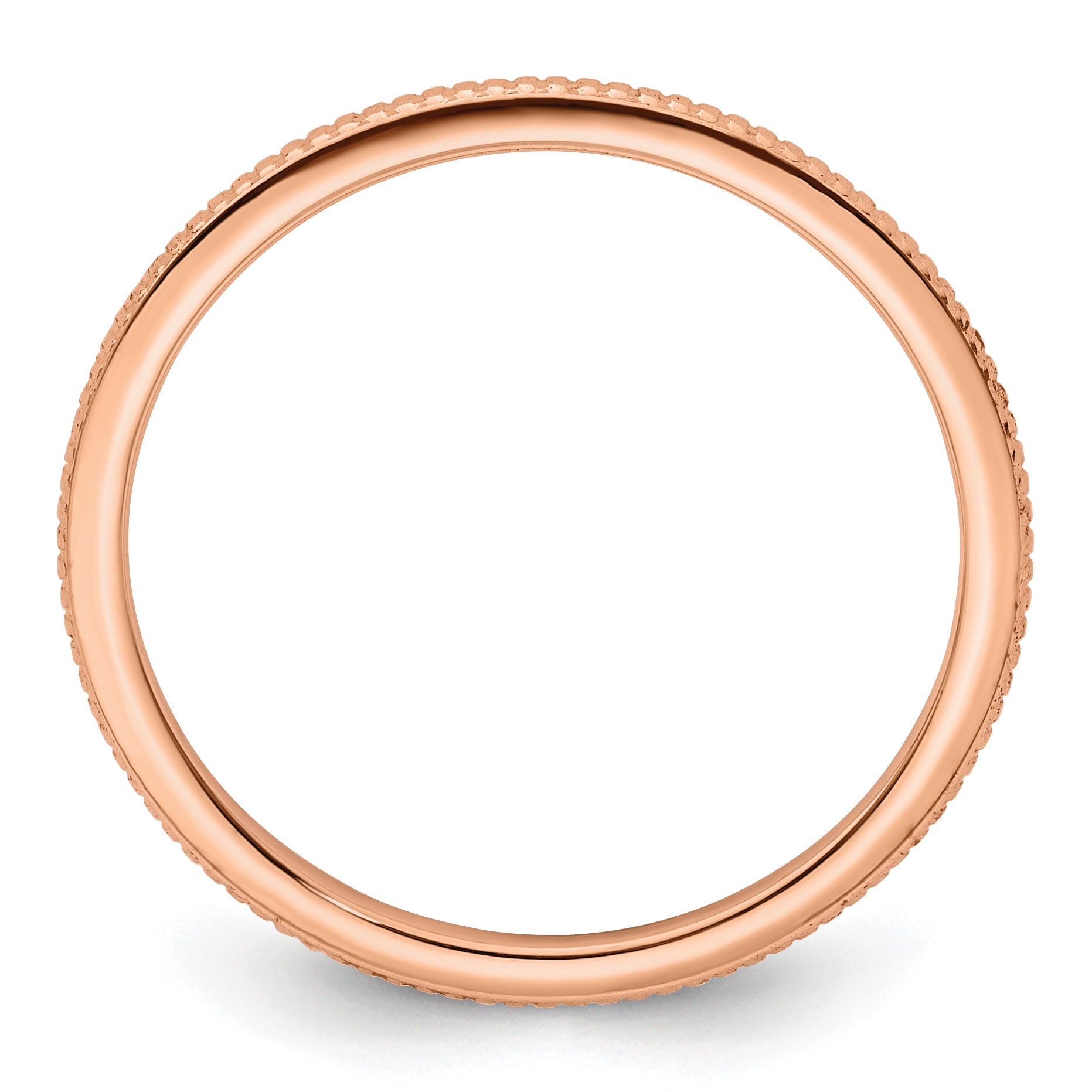 10K Rose Gold 1.2mm Beaded Stackable Band Size 4.5 Secondary image