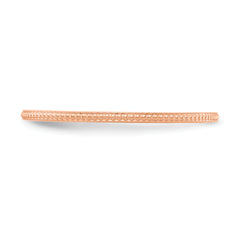 10K Rose Gold 1.2mm Beaded Stackable Band Size 4.5