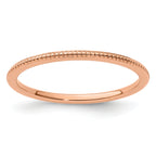 10K Rose Gold 1.2mm Beaded Stackable Band Size 10