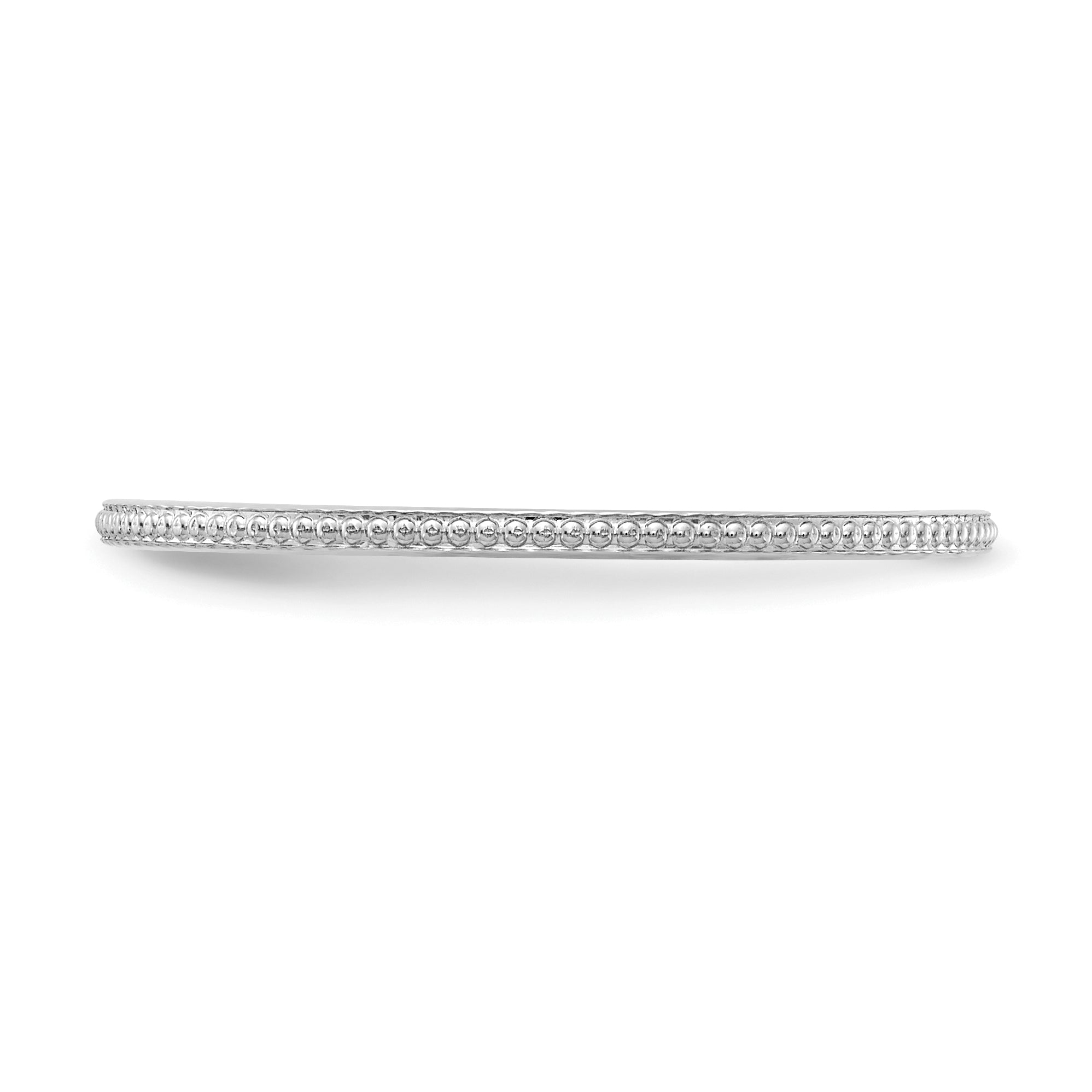 10K White Gold 1.2mm Beaded Stackable Band Size 4