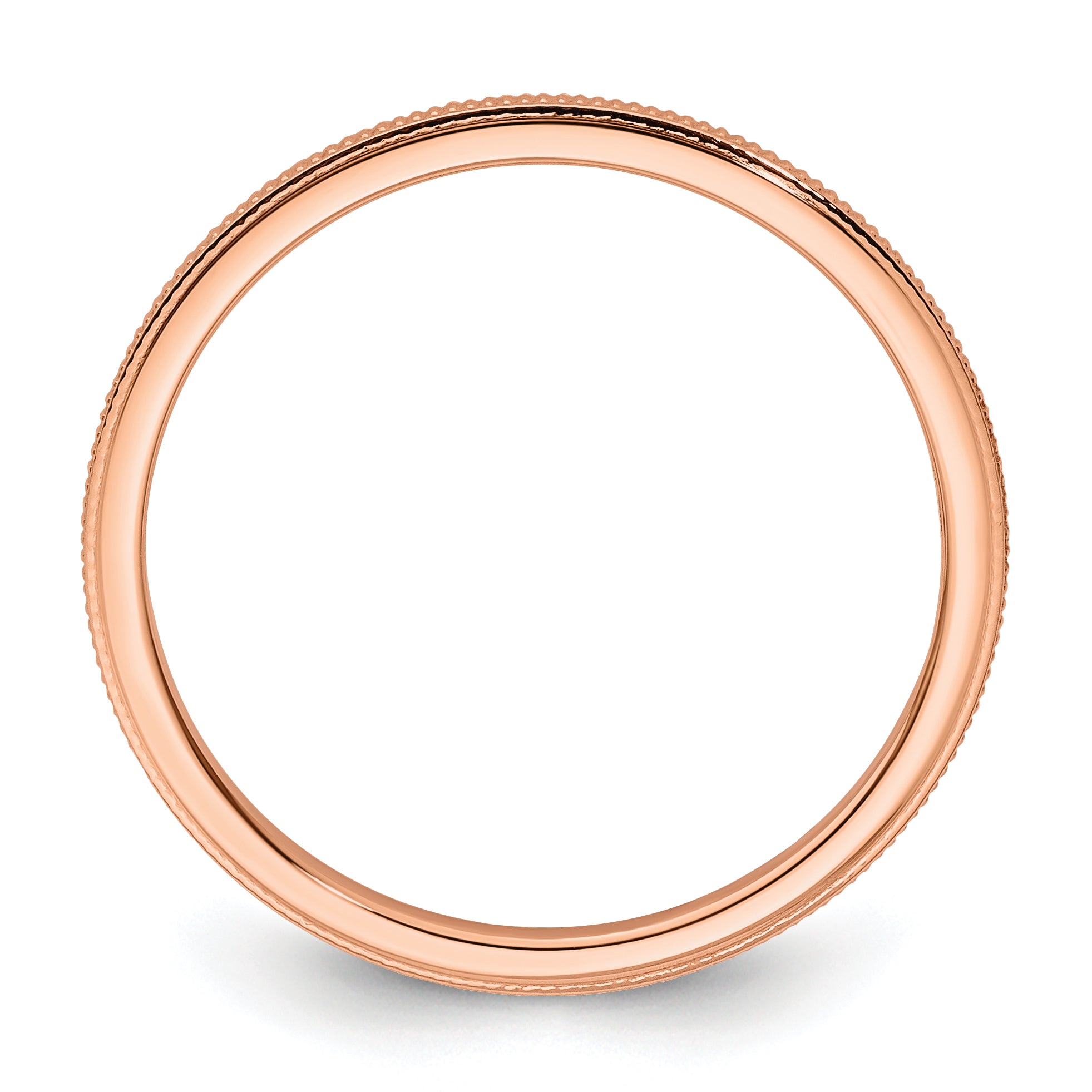 10K Rose Gold 1.2mm Milgrain Stackable Band Size 4.5