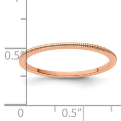 10K Rose Gold 1.2mm Milgrain Stackable Band Size 4.5