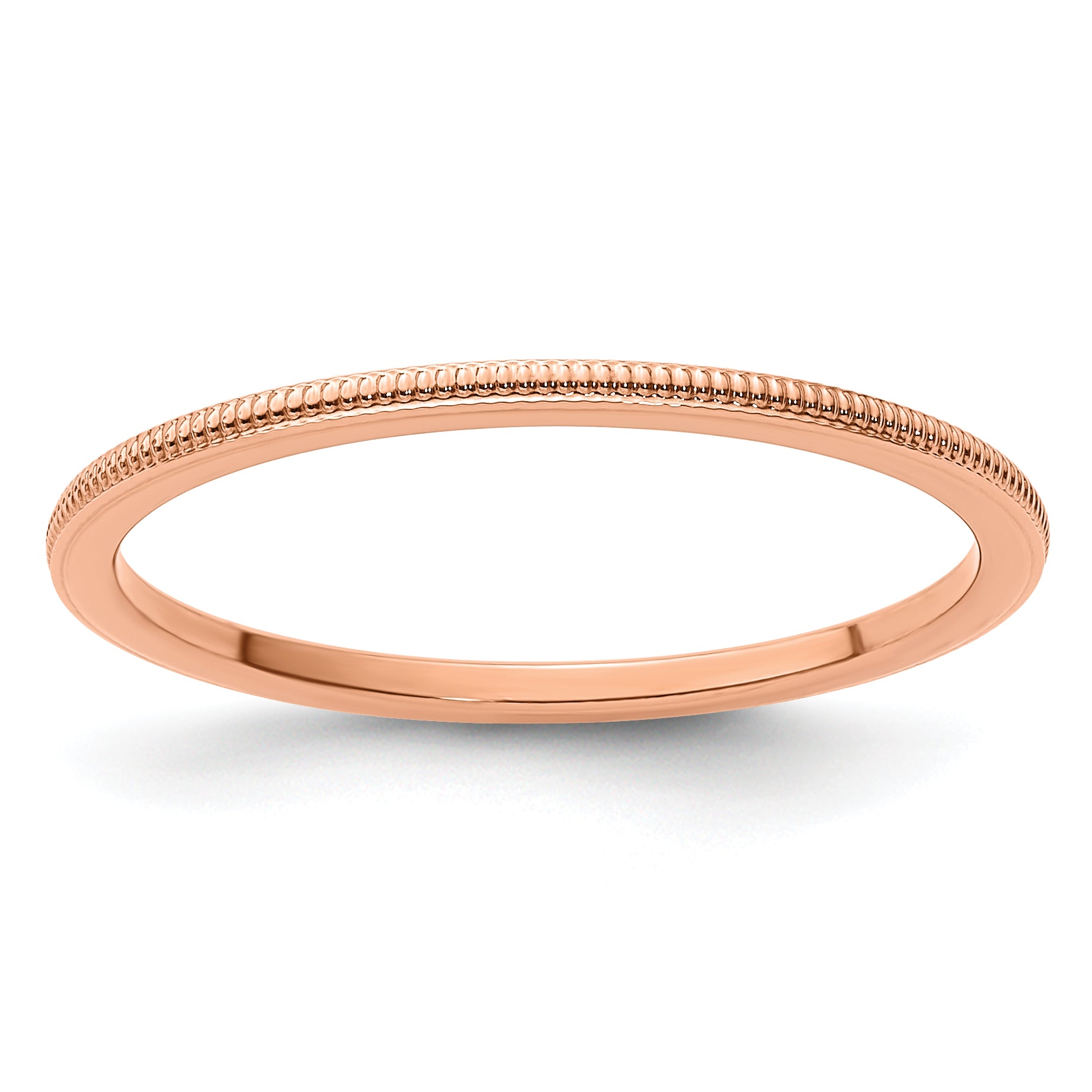 10K Rose Gold 1.2mm Milgrain Stackable Band Size 10