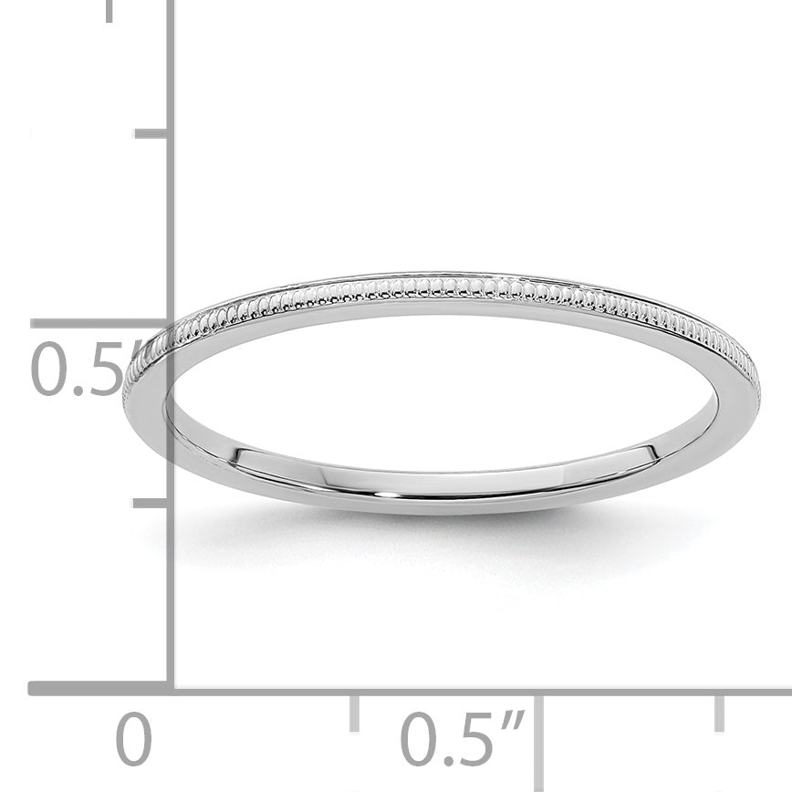 10K White Gold 1.2mm Milgrain Stackable Band Size 4