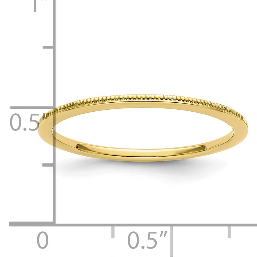 10K Yellow Gold 1.2mm Milgrain Stackable Band Size 4 - 4
