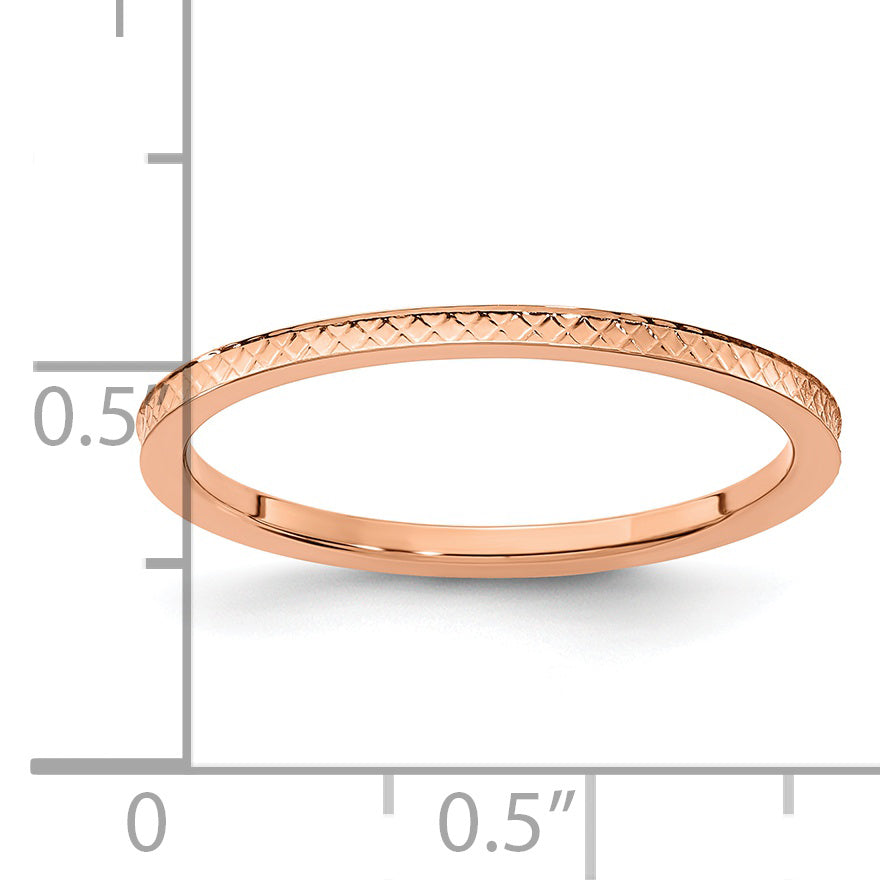 10K Rose Gold 1.2mm Criss-Cross Pattern Stackable Band Size 4.5