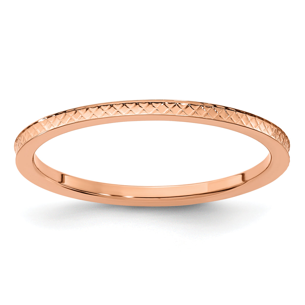10K Rose Gold 1.2mm Criss-Cross Pattern Stackable Band Size 10