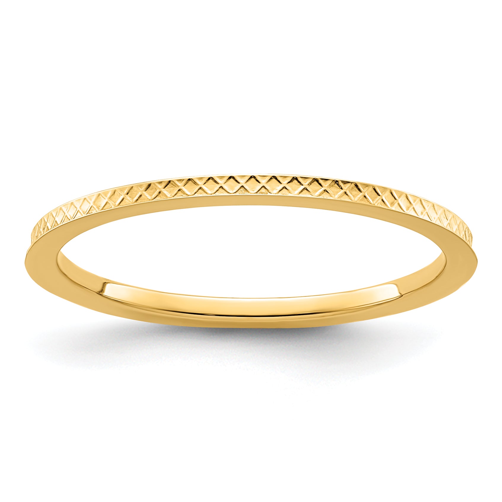 10K Yellow Gold 1.2mm Criss-Cross Pattern Stackable Band Size 10 Main image