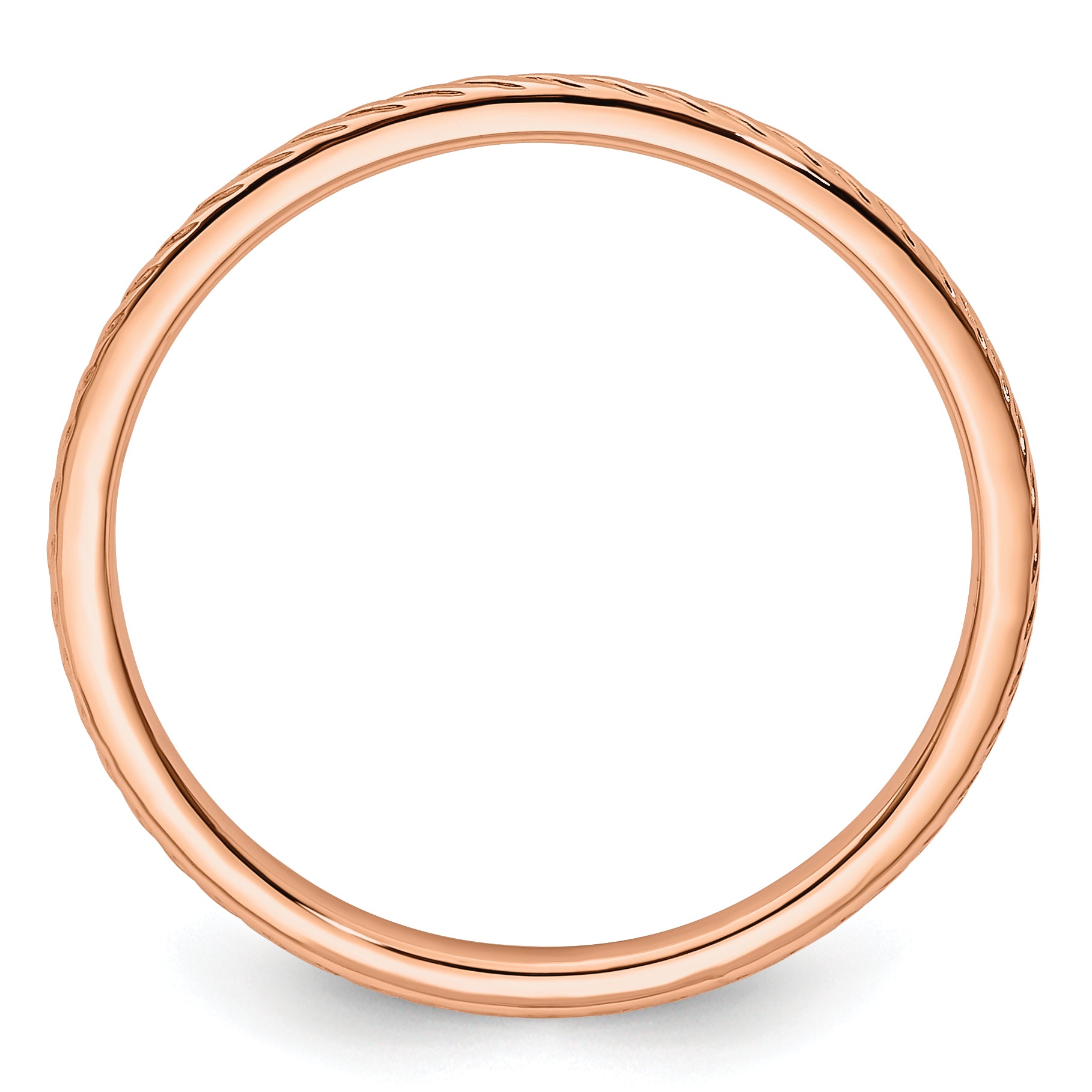 10K Rose Gold 1.2mm Twisted Wire Pattern Stackable Band Size 4.5