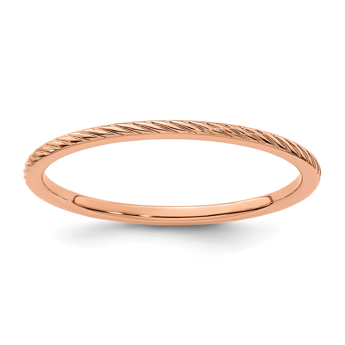 10K Rose Gold 1.2mm Twisted Wire Pattern Stackable Band Size 10