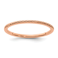 10K Rose Gold 1.2mm Twisted Wire Pattern Stackable Band Size 10