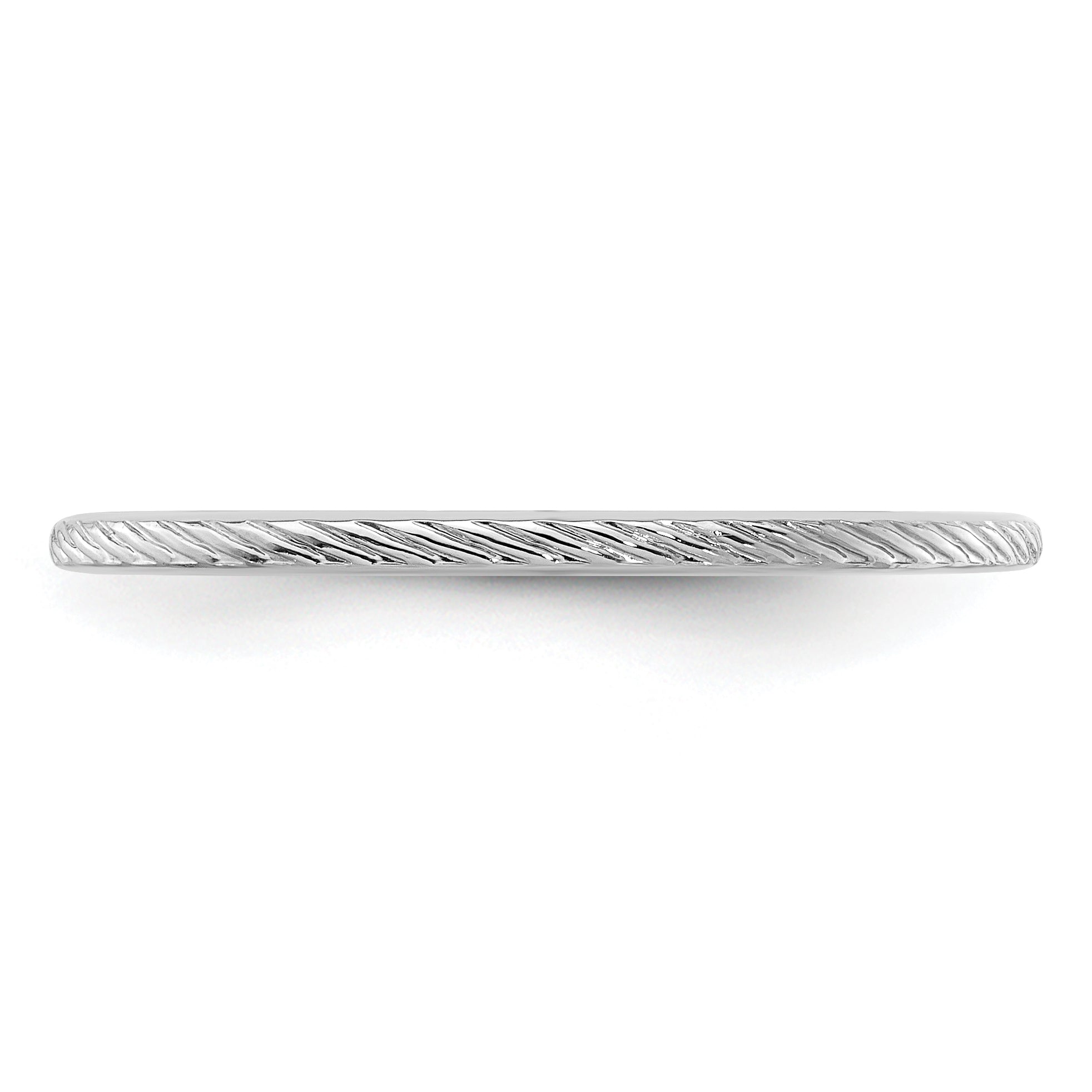 10K White Gold 1.2mm Twisted Wire Pattern Stackable Band Size 4