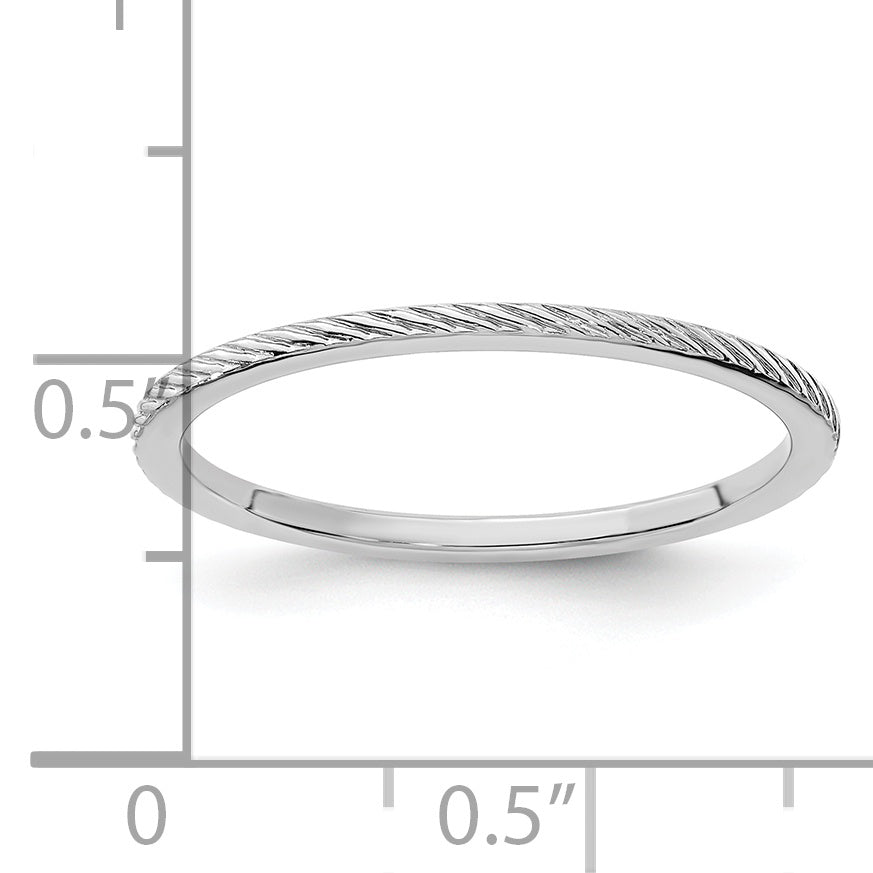 10K White Gold 1.2mm Twisted Wire Pattern Stackable Band Size 4