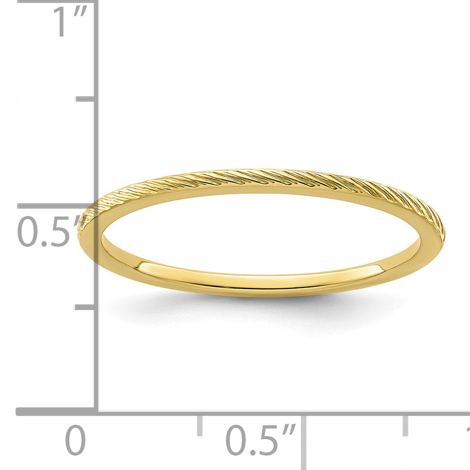 10K Yellow Gold 1.2mm Twisted Wire Pattern Stackable Band Size 4