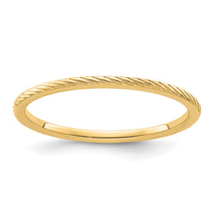 10K Yellow Gold 1.2mm Twisted Wire Pattern Stackable Band Size 10