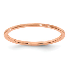 10K Rose Gold 1.2mm Half Round Satin Stackable Band Size 10