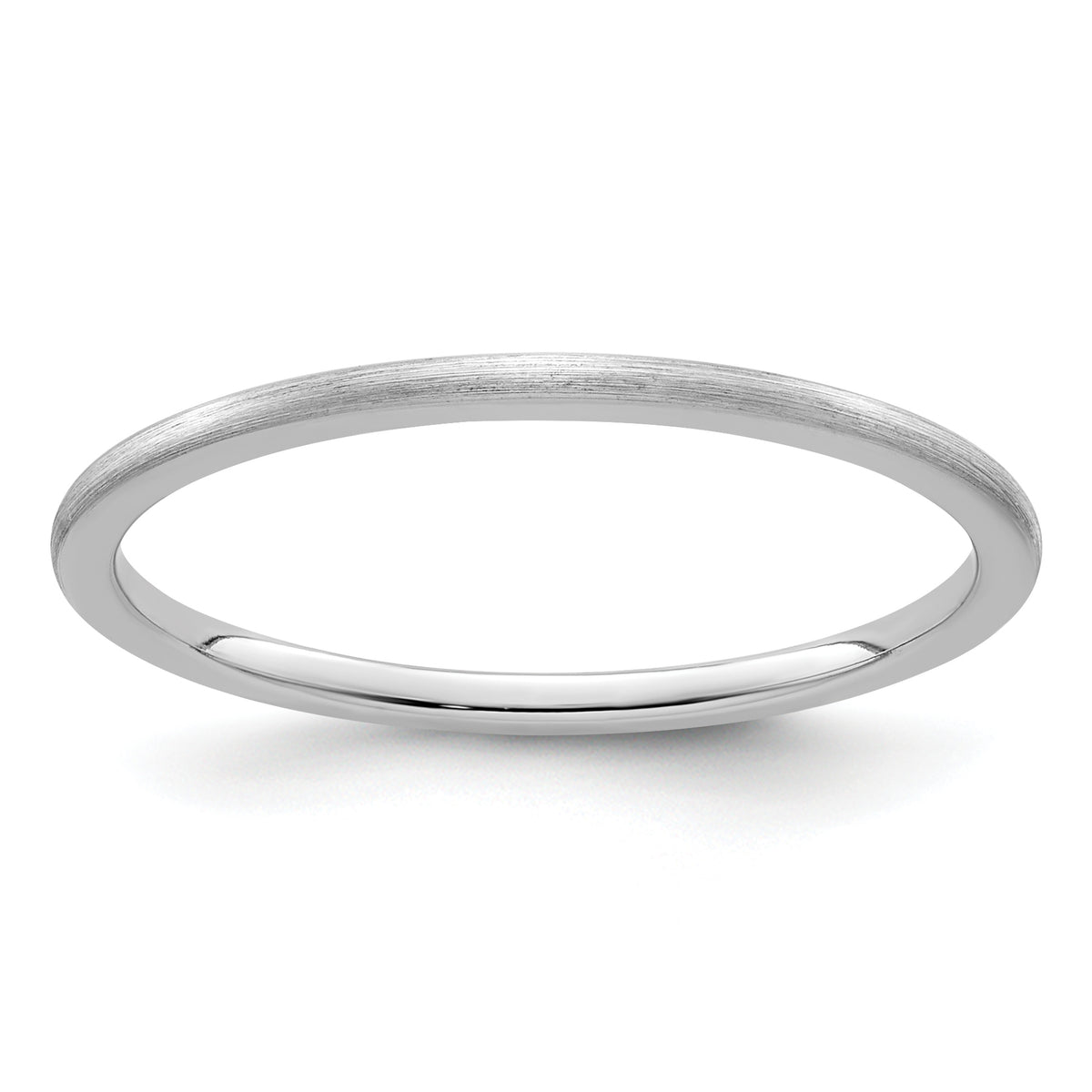 10K White Gold 1.2mm Half Round Satin Stackable Band Size 10