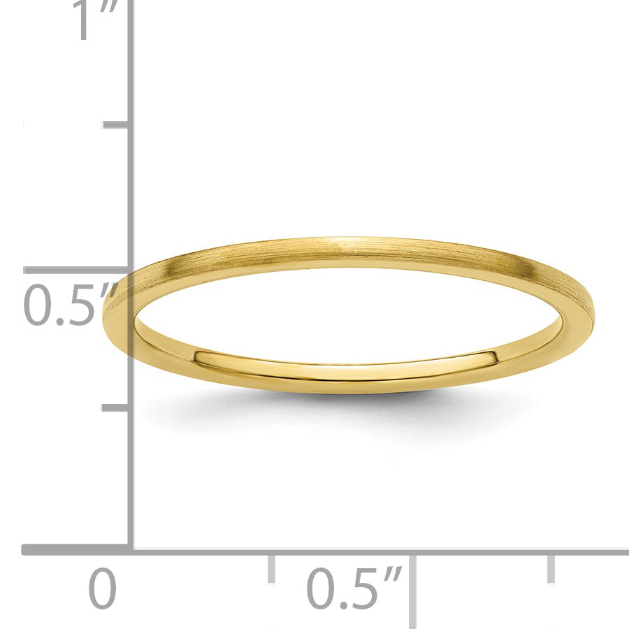 10K Yellow Gold 1.2mm Half Round Satin Stackable Band Size 4.5 - 4.5