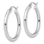 14K White Gold Polished Hoop Earrings with Rhodium Finish and Lifetime Guarantee