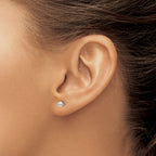 14K White Gold Polished Ball Post Earrings  Elegant 3mm Rhodium Finish