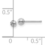 14K White Gold Polished Ball Post Earrings  Elegant 3mm Rhodium Finish