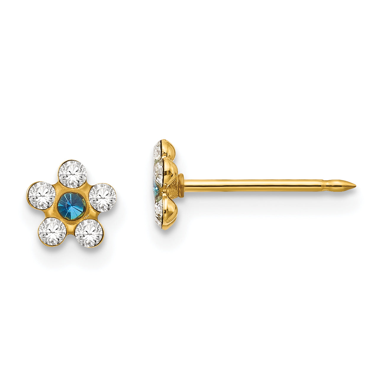 Inverness 14k Clear/Blue Crystal Flower Earrings Main image