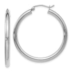 14K White Gold Polished Hoop Earrings
