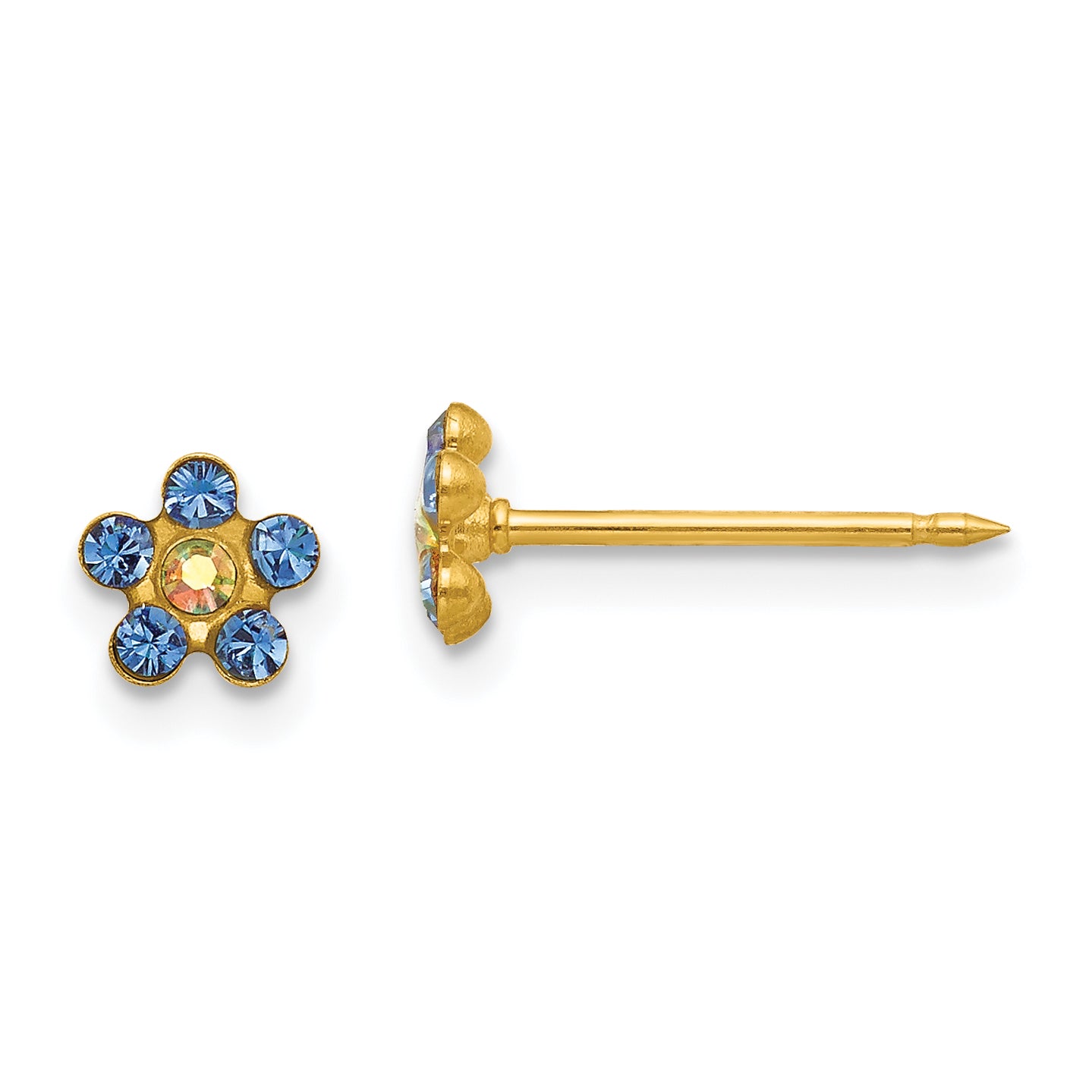 Inverness 14k Blue/Aurora Borealis Crystal Flower Earrings Main image