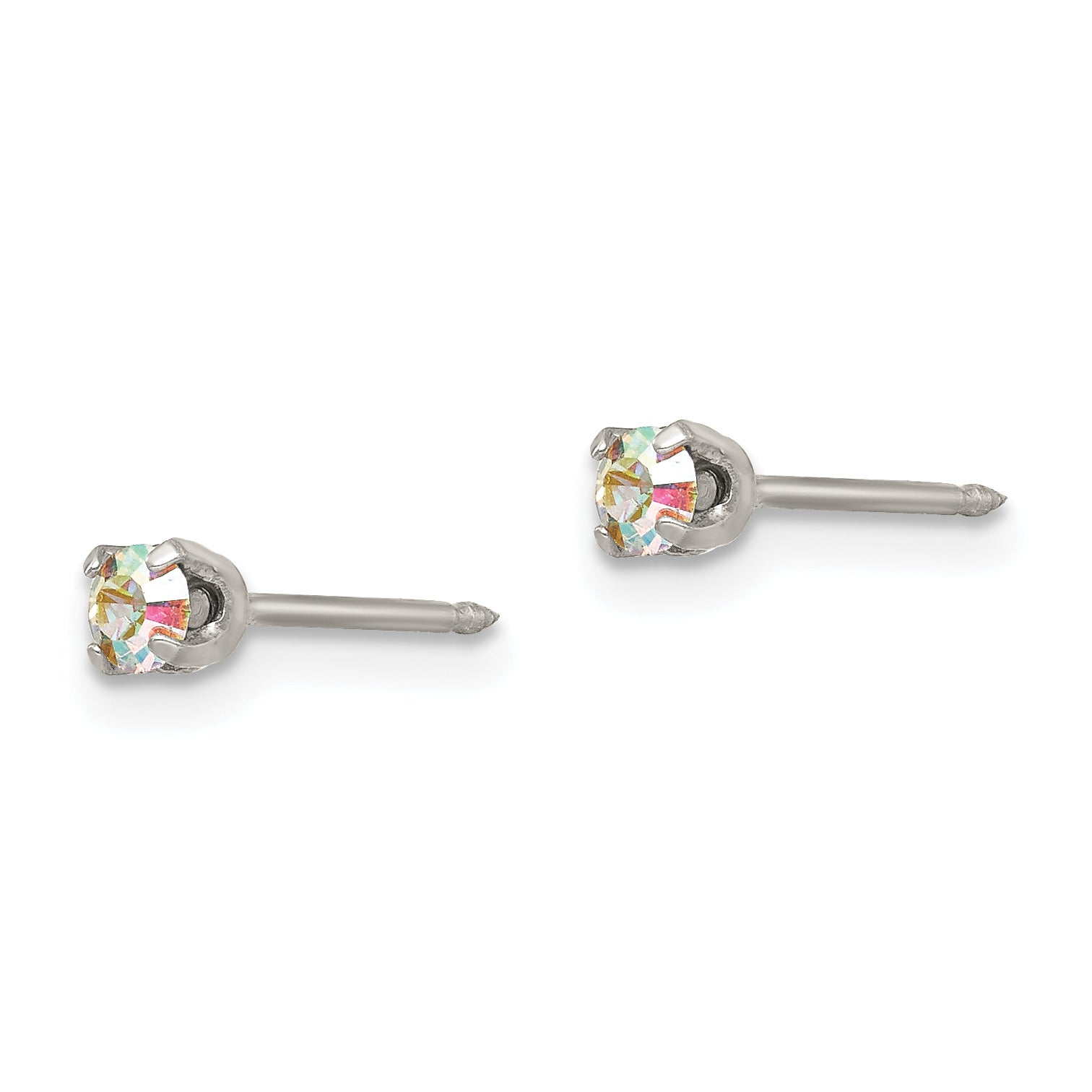 Inverness Stainless Steel 3mm Aurora Borealis Crystal Earrings