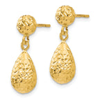 14K Gold Diamond-Cut Dangle Earrings with Polished Finish and Lifetime Warranty