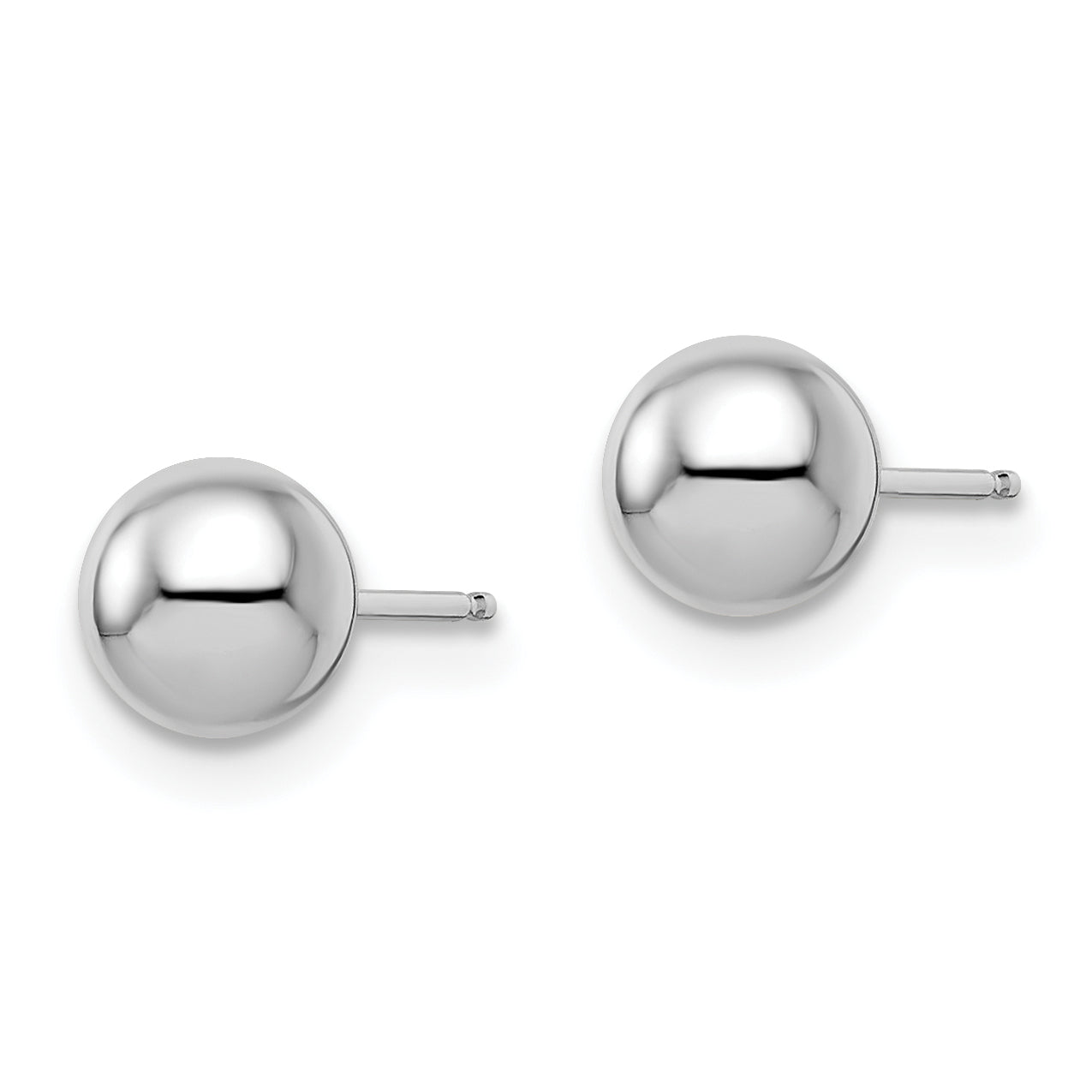 14K White Gold Polished Ball Earrings with Rhodium Plating  6mm Elegant Hollow Design Secondary image