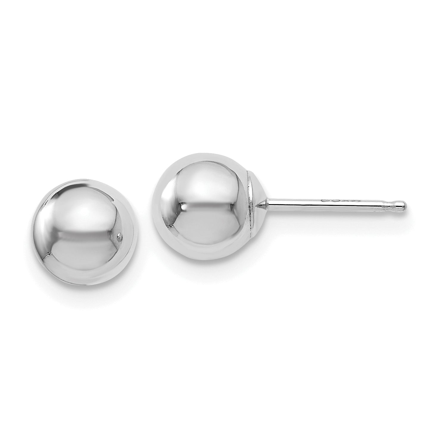 14K White Gold Polished 6mm Ball Post Earrings Main image
